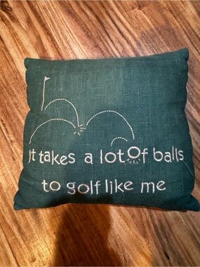 Vintage Teal Embroidered Golf Throw Pillow